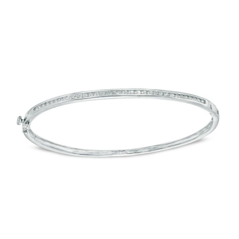 Main Image 1 of 0.23 CT. T.W. Diamond Bangle in 10K White Gold