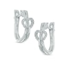 Thumbnail Image 0 of 0.09 CT. T.W. Diamond Heart Criss-Cross Hoop Earrings in Sterling Silver