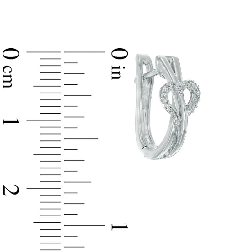 0.09 CT. T.W. Diamond Heart Criss-Cross Hoop Earrings in Sterling Silver