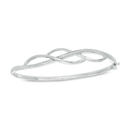 0.09 CT. T.W. Diamond Infinity-Style Overlay Bangle in Sterling Silver