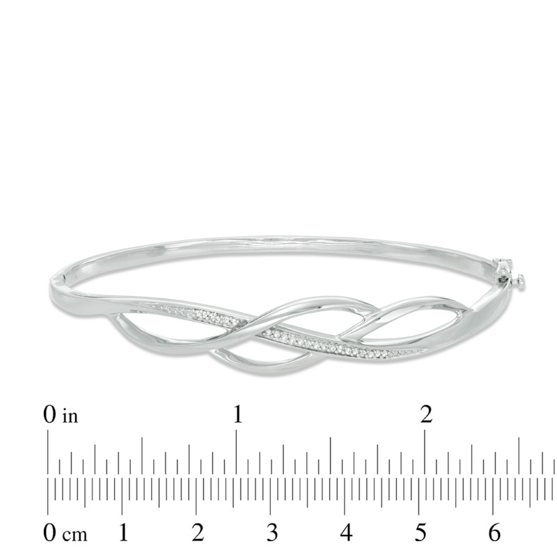 0.09 CT. T.W. Diamond Infinity-Style Overlay Bangle in Sterling Silver