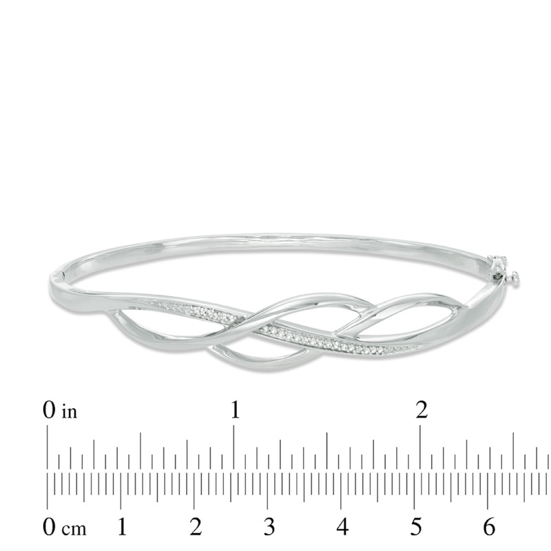 Main Image 2 of 0.09 CT. T.W. Diamond Infinity-Style Overlay Bangle in Sterling Silver