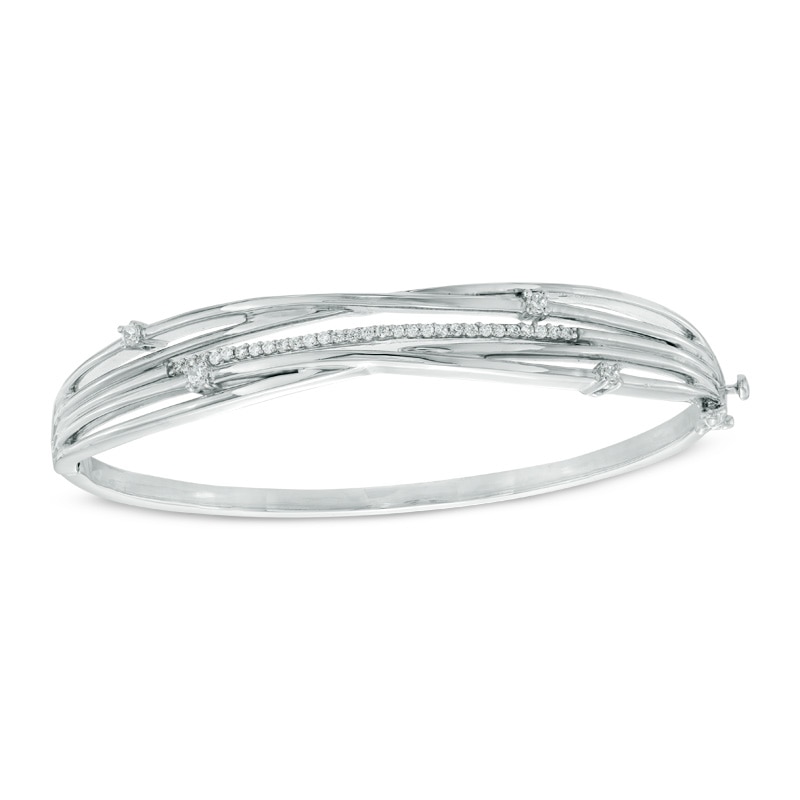 Main Image 1 of 0.30 CT. T.W. Diamond Bangle in Sterling Silver