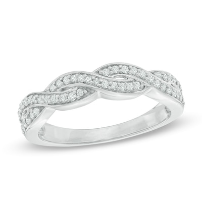 0.30 CT. T.W. Diamond Twist Anniversary Band in 10K White Gold