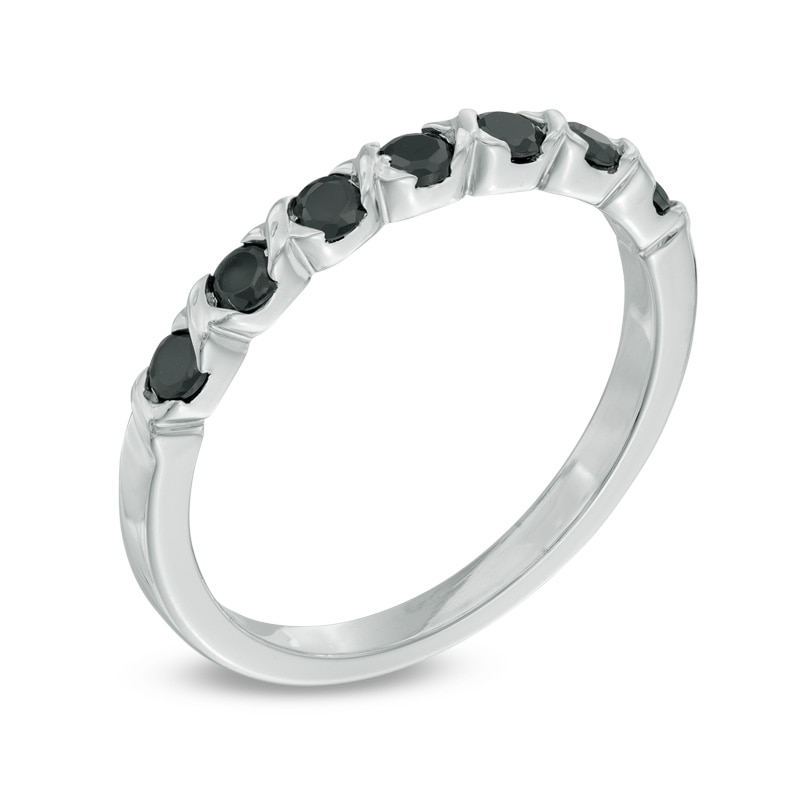 0.30 CT. T.W. Black Diamond Seven Stone Anniversary Band in 10K White Gold