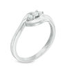 Thumbnail Image 1 of 0.09 CT. T.W. Diamond Three Stone Bypass Ring in 10K White Gold