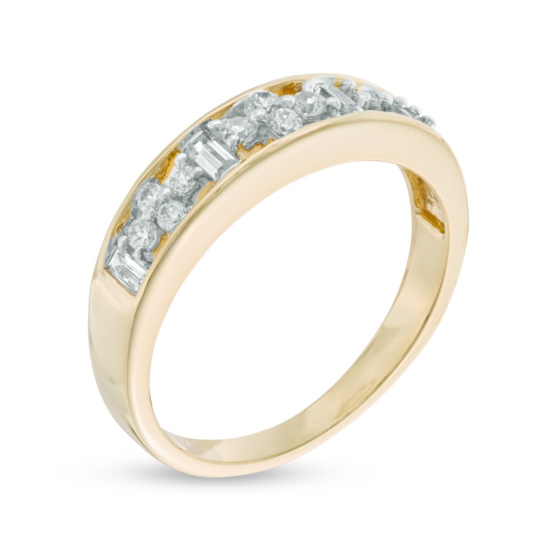 0.30 CT. T.W. Baguette and Round Diamond Alternating Band in 10K Gold
