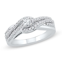 0.45 CT. T.W. Diamond Twist Engagement Ring in 10K White Gold