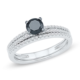 0.70 CT. T.W. Black and White Diamond Bridal Set in 10K White Gold