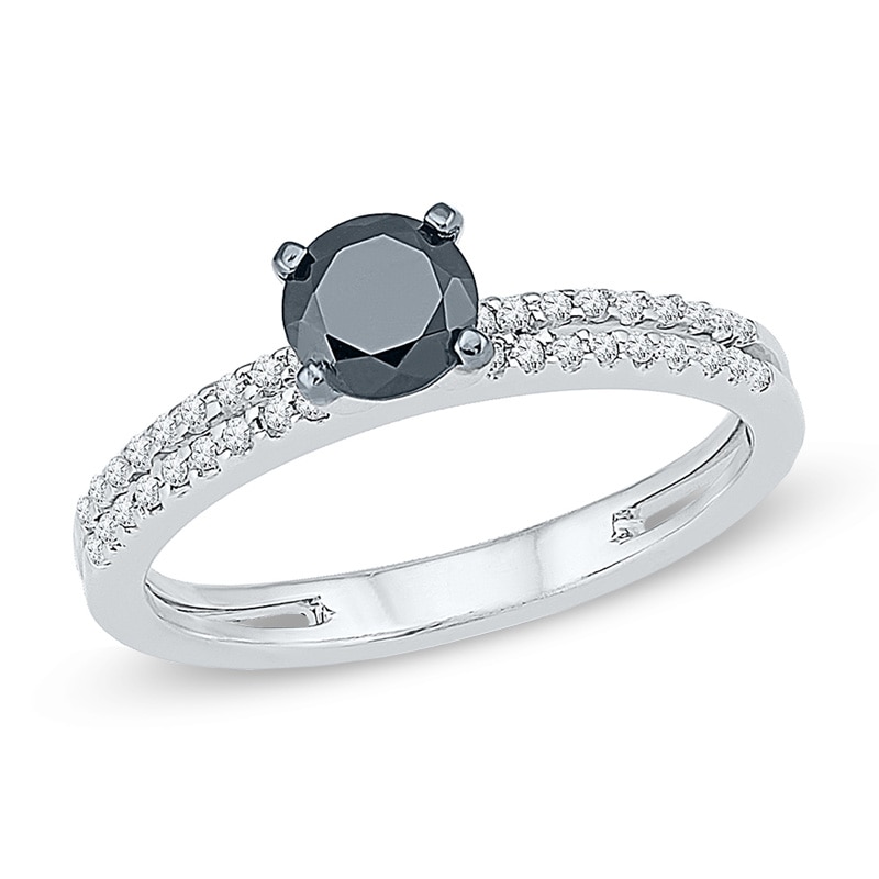 0.70 CT. T.W. Black and White Diamond Bridal Set in 10K White Gold