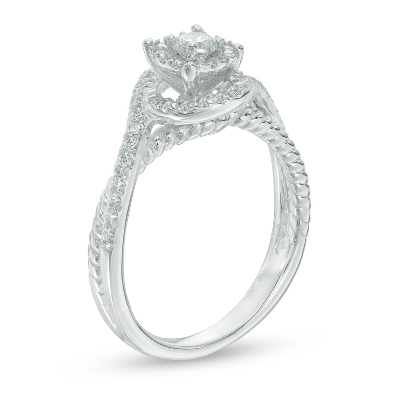 0.36 CT. T.W. Diamond Double Swirl Frame Engagement Ring in 10K White Gold
