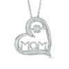 Thumbnail Image 0 of Unstoppable Love™ 0.09 CT. T.W. Diamond Tilted Heart "MOM" Pendant in 10K White Gold