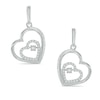 Thumbnail Image 1 of Unstoppable Love™ 0.18 CT. T.W. Diamond Tilted Heart Drop Earrings in Sterling Silver