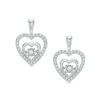 Thumbnail Image 0 of Unstoppable Love™ 0.23 CT. T.W. Diamond Heart Drop Earrings in Sterling Silver