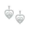Thumbnail Image 0 of Unstoppable Love™ 0.23 CT. T.W. Diamond Heart Drop Earrings in Sterling Silver