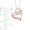 Thumbnail Image 1 of Unstoppable Love™ 0.09 CT. T.W. Champagne and White Diamond Tilted Heart Pendant in 10K Two-Tone Gold