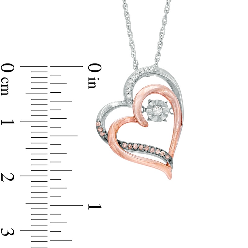 Unstoppable Love™ 0.09 CT. T.W. Champagne and White Diamond Tilted Heart Pendant in 10K Two-Tone Gold