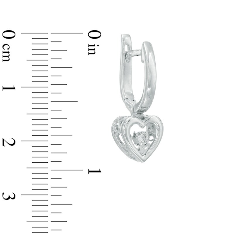 Unstoppable Love™ 0.04 CT. T. W. Diamond Hoop with Heart Drop Earrings in 10K White Gold