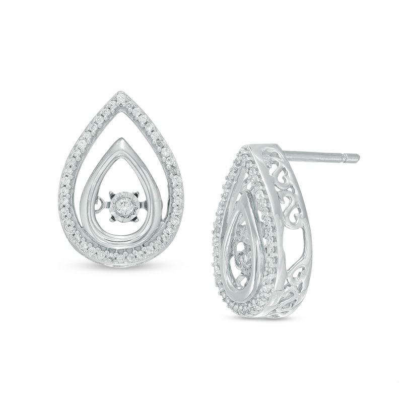 Unstoppable Love™ 0.18 CT. T.W. Diamond Teardrop Stud Earrings in 10K White Gold|Peoples Jewellers