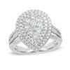 Thumbnail Image 1 of 1.15 CT. T.W. Diamond Pear-Shaped Composite Frame Triple Row Split Shank Engagement Ring in 14K White Gold
