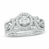 Thumbnail Image 0 of 0.75 CT. T.W. Diamond Frame Braid Shank Bridal Set in 10K White Gold