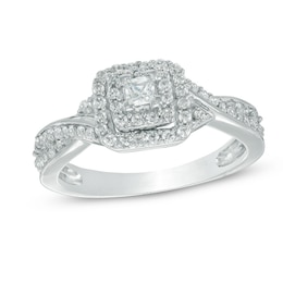 0.36 CT. T.W. Princess-Cut Diamond Frame Engagement Ring in 10K White Gold