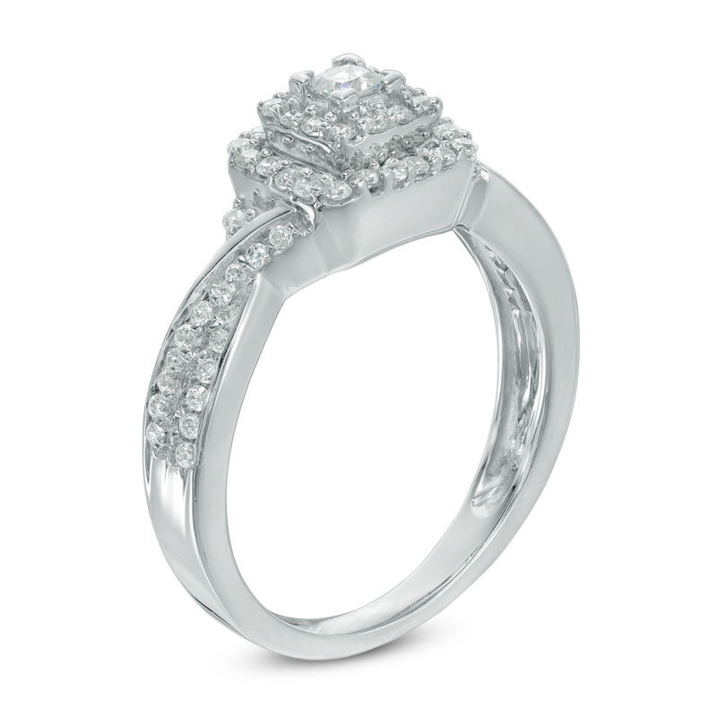0.36 CT. T.W. Princess-Cut Diamond Frame Engagement Ring 10K White Gold