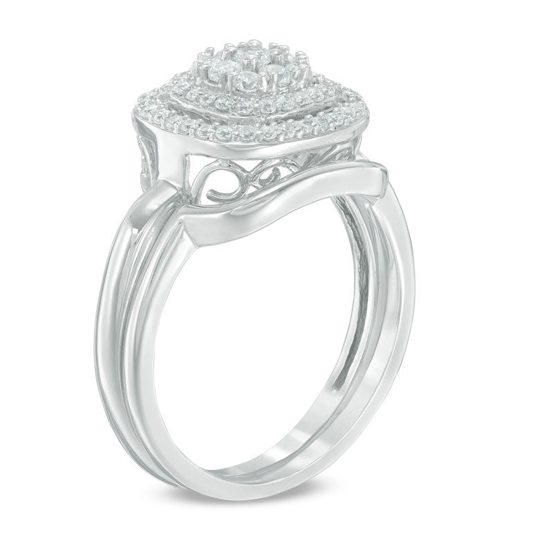 0.45 CT. T.W. Composite Diamond Double Frame Bridal Set in 10K White Gold|Peoples Jewellers