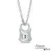 Thumbnail Image 1 of Forever Locking Love™ 0.10 CT. T.W. Diamond Padlock Necklace in Sterling Silver