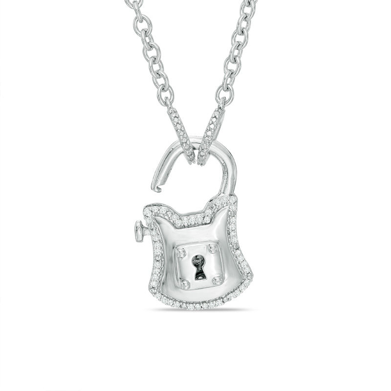 Forever Locking Loveâ¢ 0.10 CT. T.W. Diamond Padlock Necklace in Sterling Silver
