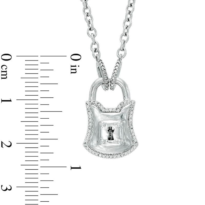 Main Image 3 of Forever Locking Love™ 0.10 CT. T.W. Diamond Padlock Necklace in Sterling Silver