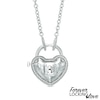 Forever Locking Love™ 0.10 CT. T.W. Diamond Heart-Shaped Padlock Necklace in Sterling Silver