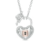 Thumbnail Image 2 of Forever Locking Love™ 0.10 CT. T.W. Diamond Heart Lock and Key Necklace in Sterling Silver and 10K Rose Gold - 32"
