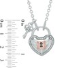 Thumbnail Image 3 of Forever Locking Love™ 0.10 CT. T.W. Diamond Heart Lock and Key Necklace in Sterling Silver and 10K Rose Gold - 32"