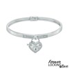 Thumbnail Image 1 of Forever Locking Love™ 0.15 CT. T.W. Diamond Heart-Shaped Lock Charm Hinged Bangle in Sterling Silver
