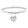 Thumbnail Image 2 of Forever Locking Love™ 0.15 CT. T.W. Diamond Heart-Shaped Lock Charm Hinged Bangle in Sterling Silver