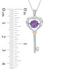 Thumbnail Image 1 of Unstoppable Love™ 6.0mm Amethyst Heart-Top Key Pendant in Sterling Silver and 14K Gold Plate