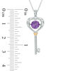Unstoppable Love™ 6.0mm Amethyst Heart-Top Key Pendant in Sterling Silver and 14K Gold Plate