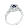 Thumbnail Image 1 of Unstoppable Love™ 4.5mm Lab-Created Blue and White Sapphire Circle Frame Ring in Sterling Silver