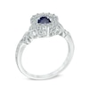Thumbnail Image 2 of Unstoppable Love™ 4.5mm Lab-Created Blue and White Sapphire Circle Frame Ring in Sterling Silver