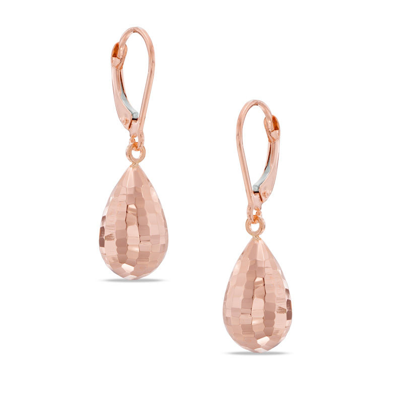 Diamond-Cut Teardrop Earrings in 10K Rose Gold