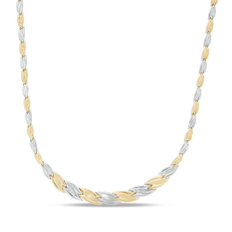 Graduated Twist Stampato Necklace in 10K Two-Tone Gold - 17"