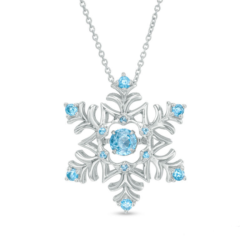 Unstoppable Loveâ¢ 4.5mm Blue Topaz Snowflake Pendant in Sterling Silver