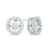 Thumbnail Image 1 of Unstoppable Love™ 5.0mm Lab-Created White Sapphire Frame Stud Earrings in Sterling Silver
