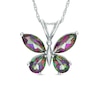 Thumbnail Image 1 of Mystic Fire® Topaz Butterfly Pendant in Sterling Silver