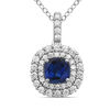 Thumbnail Image 0 of 7.0mm Cushion-Cut Lab-Created Blue and White Sapphire Double Frame Pendant in Sterling Silver