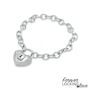 Thumbnail Image 0 of Forever Locking Love™ 0.10 CT. T.W. Diamond Heart-Shaped Padlock Bracelet in Sterling Silver - 7.25"