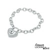Thumbnail Image 0 of Forever Locking Love™ 0.10 CT. T.W. Diamond Heart-Shaped Padlock Bracelet in Sterling Silver - 7.25"