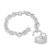 Thumbnail Image 1 of Forever Locking Love™ 0.10 CT. T.W. Diamond Heart-Shaped Padlock Bracelet in Sterling Silver - 7.25"