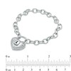 Thumbnail Image 2 of Forever Locking Love™ 0.10 CT. T.W. Diamond Heart-Shaped Padlock Bracelet in Sterling Silver - 7.25"